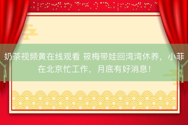 奶茶视频黄在线观看 筱梅带娃回湾湾休养，小菲在北京忙工作，月底有好消息！