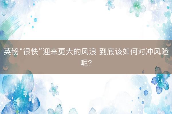 英镑“很快”迎来更大的风浪 到底该如何对冲风险呢？