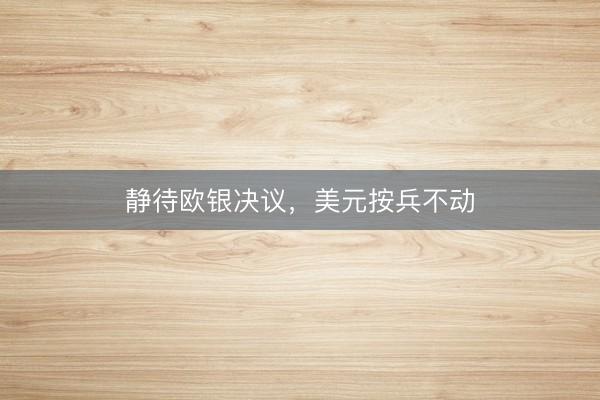 静待欧银决议，美元按兵不动