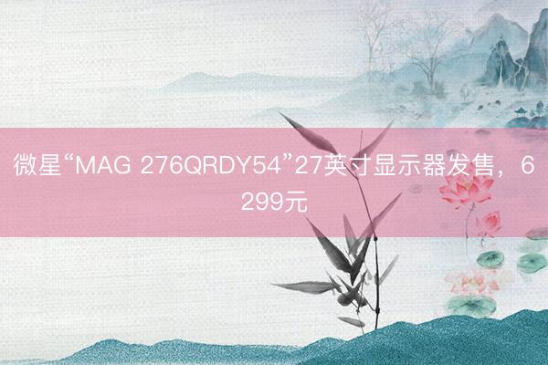 微星“MAG 276QRDY54”27英寸显示器发售，6299元