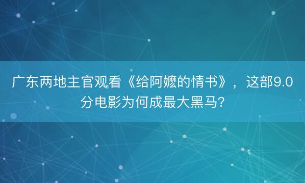 广东两地主官观看《给阿嬷的情书》，这部9.0分电影为何成最大黑马？