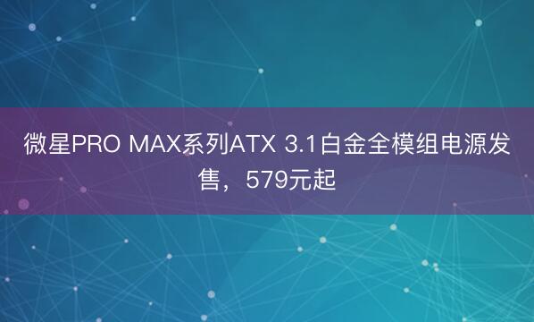 微星PRO MAX系列ATX 3.1白金全模组电源发售，579元起