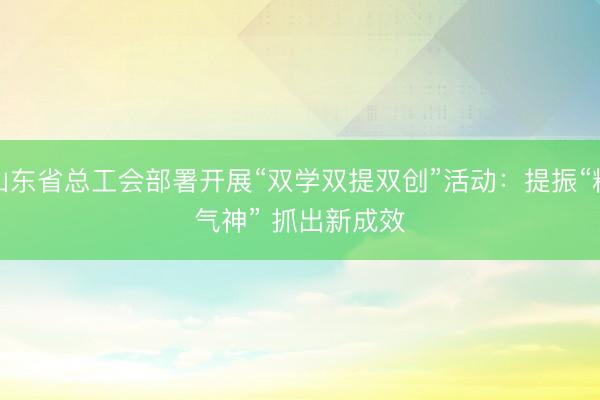 山东省总工会部署开展“双学双提双创”活动：提振“精气神” 抓出新成效