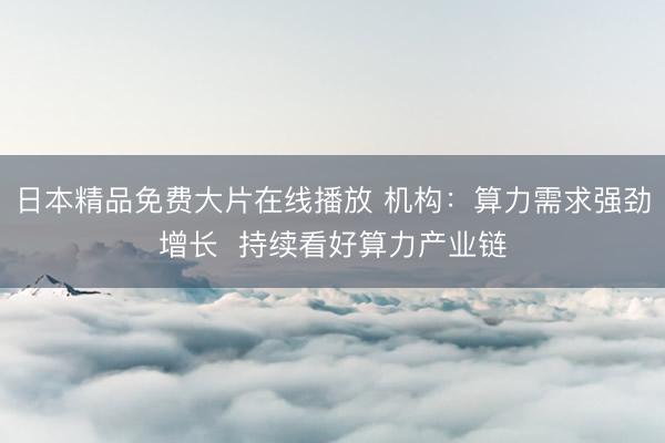 日本精品免费大片在线播放 机构：算力需求强劲增长  持续看好算力产业链