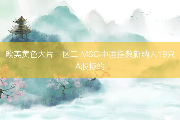 欧美黄色大片一区二 MSCI中国指数新纳入19只A股标的