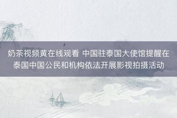 奶茶视频黄在线观看 中国驻泰国大使馆提醒在泰国中国公民和机构依法开展影视拍摄活动