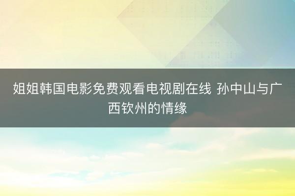姐姐韩国电影免费观看电视剧在线 孙中山与广西钦州的情缘