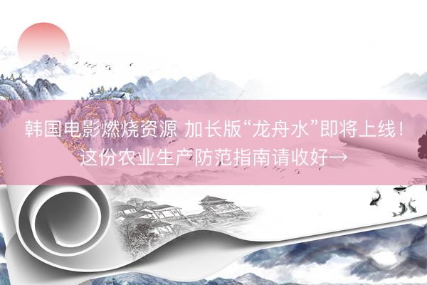 韩国电影燃烧资源 加长版“龙舟水”即将上线！这份农业生产防范指南请收好→