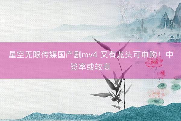 星空无限传媒国产剧mv4 又有龙头可申购！中签率或较高