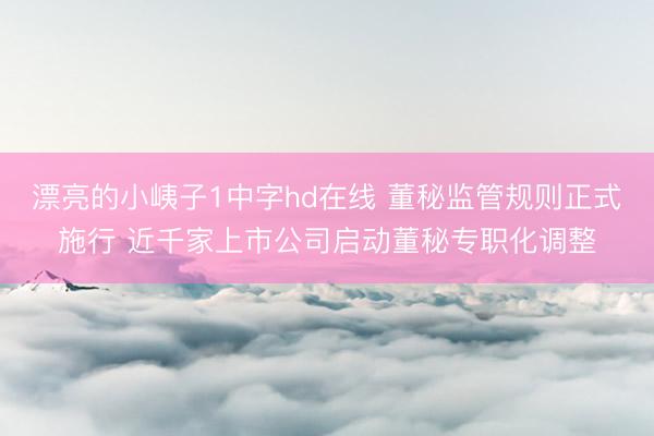 漂亮的小峓子1中字hd在线 董秘监管规则正式施行 近千家上市公司启动董秘专职化调整