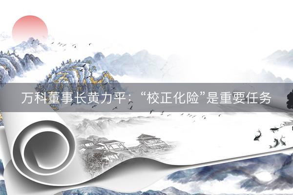 万科董事长黄力平：“校正化险”是重要任务