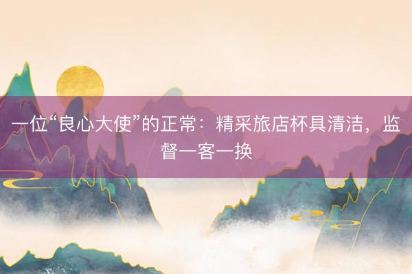 一位“良心大使”的正常：精采旅店杯具清洁，监督一客一换