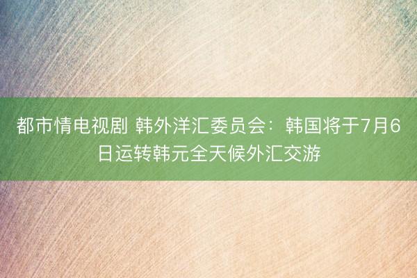 都市情电视剧 韩外洋汇委员会：韩国将于7月6日运转韩元全天候外汇交游