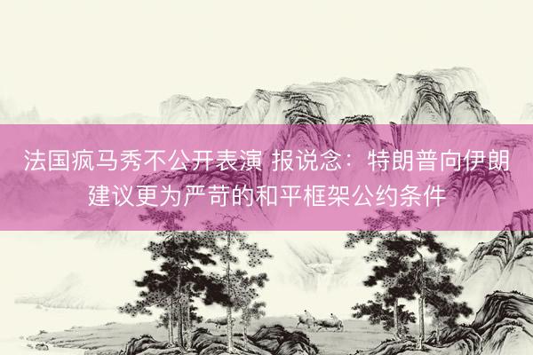 法国疯马秀不公开表演 报说念：特朗普向伊朗建议更为严苛的和平框架公约条件