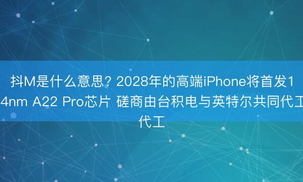 抖M是什么意思? 2028年的高端iPhone将首发1.4nm A22 Pro芯片 磋商由台积电与英特尔共同代工