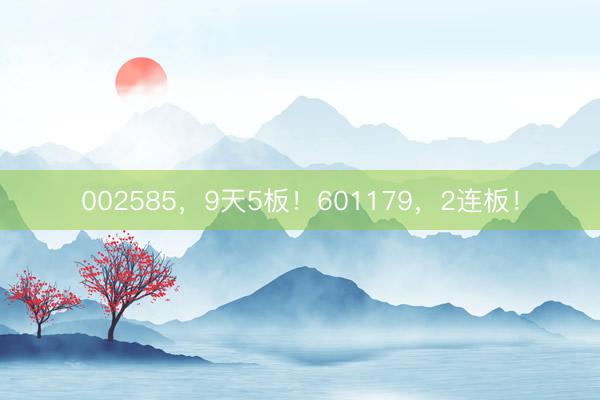 002585，9天5板！601179，2连板！