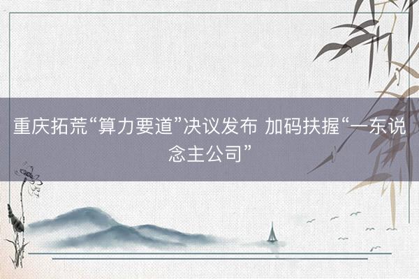重庆拓荒“算力要道”决议发布 加码扶握“一东说念主公司”