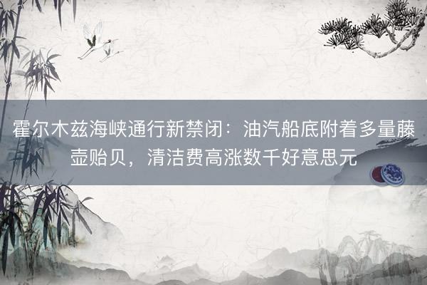 霍尔木兹海峡通行新禁闭：油汽船底附着多量藤壶贻贝，清洁费高涨数千好意思元